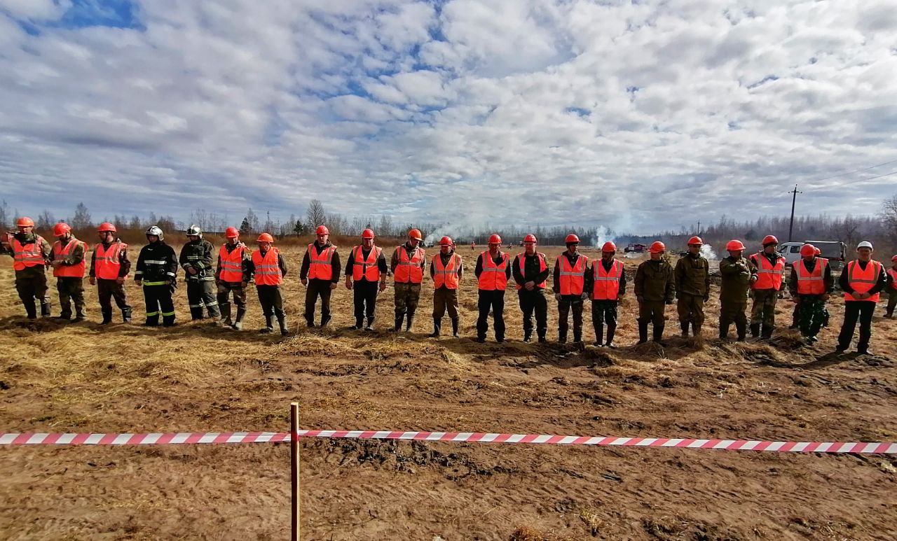 Прошла проверка слаженности лесопожарных расчетов Ленинградской области при  тушении крупного лесного пожара